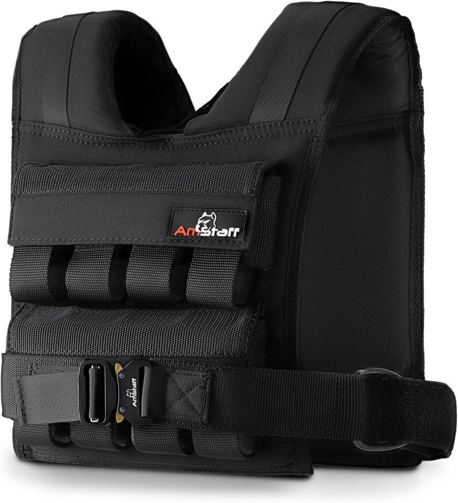 AmStaff Fitness Adjustable Weighted Vest with Iron Blocks - Weight Vests for Men & Women - Versatile Wearable Weighted Vest for Fitness Workouts, Strength and Endurance Training, Running, Crossfit