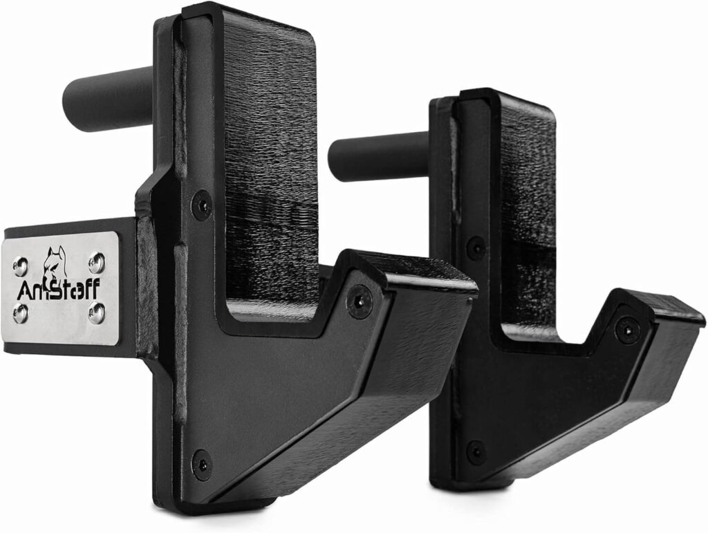 AmStaff Fitness J-Hooks J-Cup Power Rack for 2"x 2" 2.5"x2.5" 3"x3" Tube Squat Rack Attachment, Barbell Holder for Power Cage, Heavy Duty 1000 LB Capacity, (Set of 2)