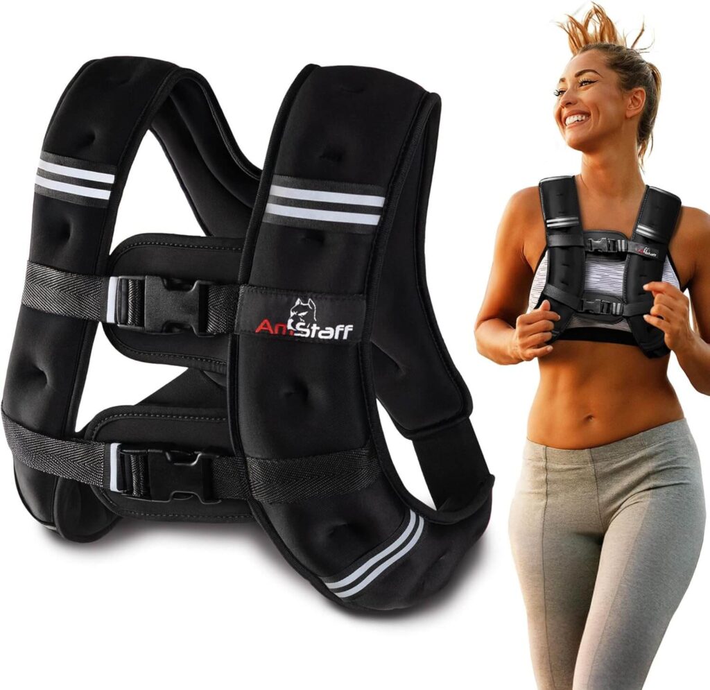 AmStaff Fitness Weighted Vest - Weight Vest for Running, Strength Training & Muscle Building, Features Reflective Stripe for Safe Outdoor Workouts (available in 6lbs to 30lbs)